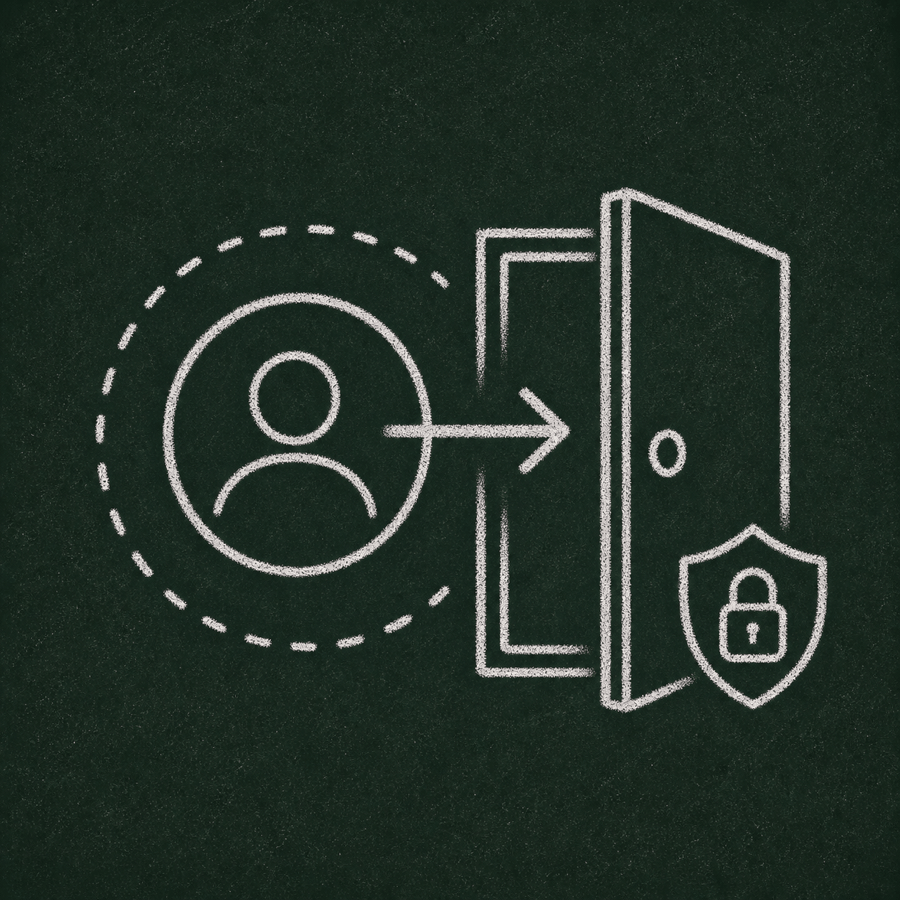 Chalk drawing of an account logout action.
