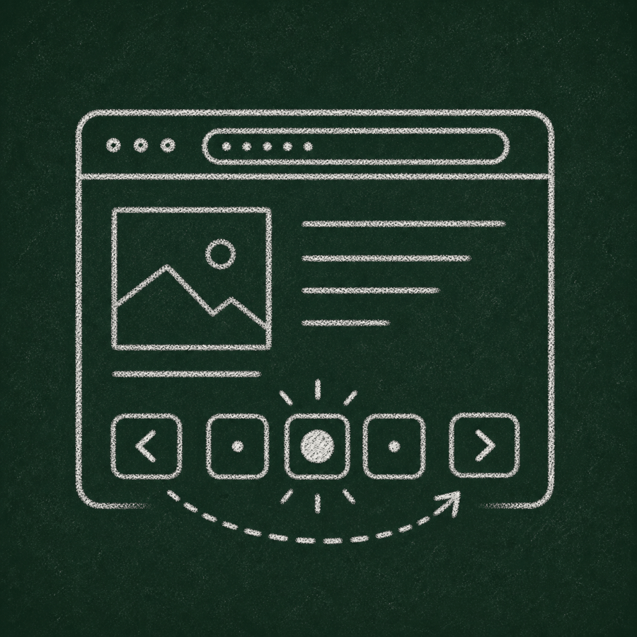 Chalk drawing of pagination controls representing navigation between pages.